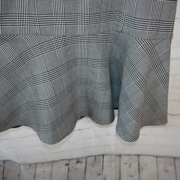 J. Crew Black/White Glen Cap Sleeve Houndstooth Plaid Midi Dress Women's Sz 8 - Picture 5 of 10